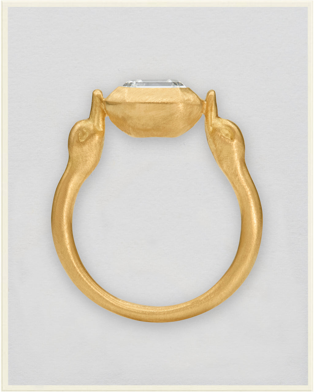 Asscher Diamond Duo Swan Ring