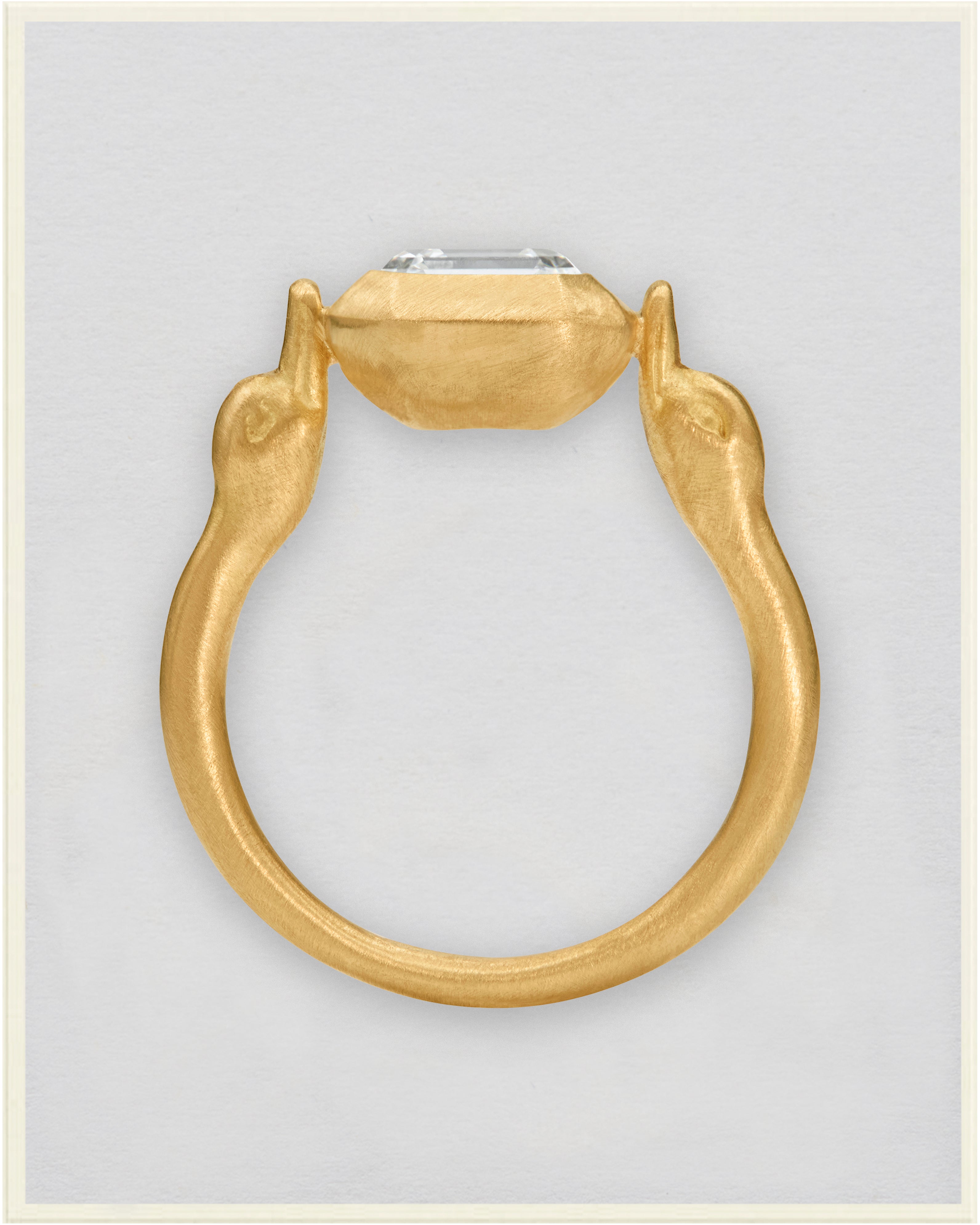 Asscher Diamond Duo Swan Ring