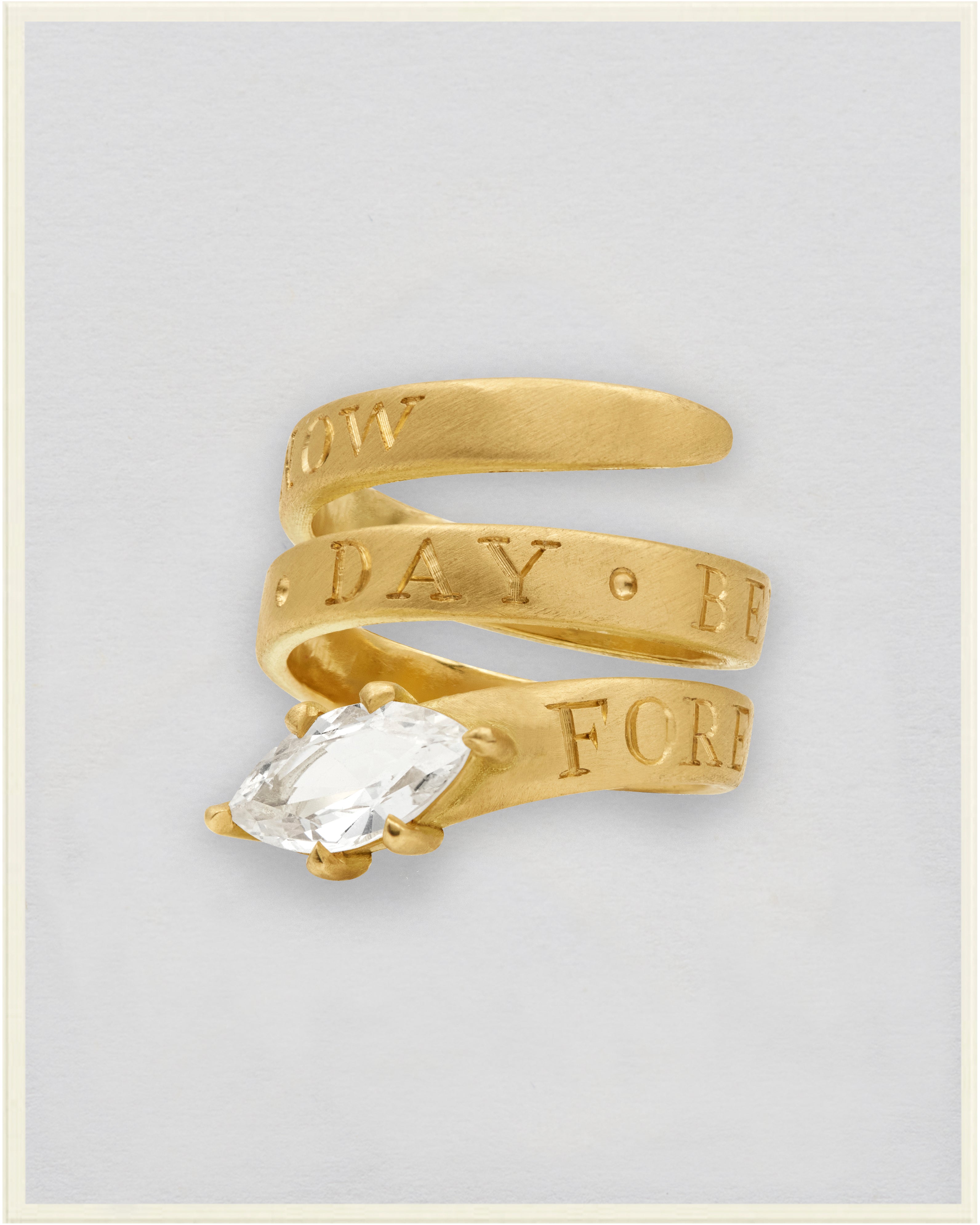 Marquise Sapphire Serpent Scroll Pinky Ring